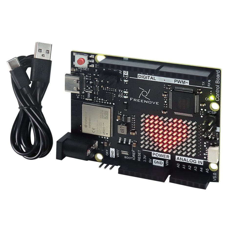 Carte de contrôle Freenove V5 pour Arduino UNO R4 WiFi Mini avec matrice LED ESP32-S3