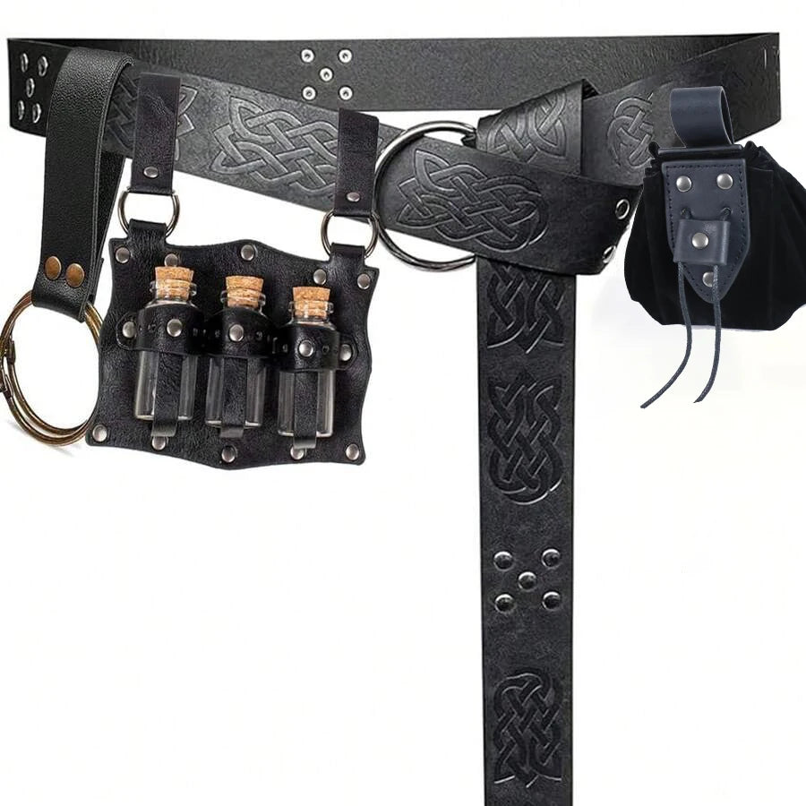 ZSJYD-123 &ndash; Medieval Belt Set With Glass Potion Bottles