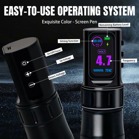 TP082 Wireless Tattoo Pen - Dual Mode Drive IPS Screen