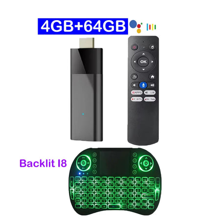 Q12 ATV Mini TV Stick - Smart Android 14 Streaming Media Player with 8K Resolution and Dual Wifi 4G 64G Voice I8