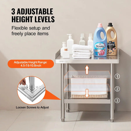 Stainless Steel Work Table Adjustable Height