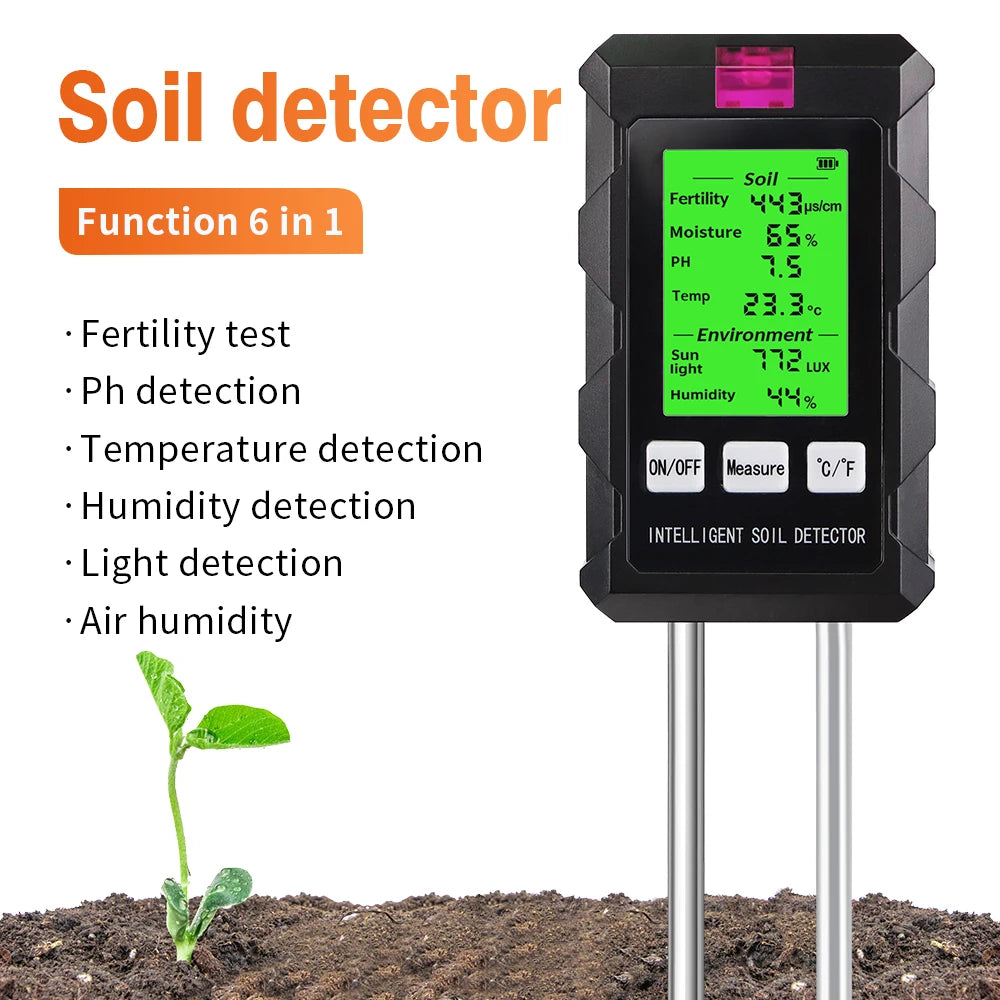 ST03 6 In 1 Digital Soil Tester - All-In-One PH Meter