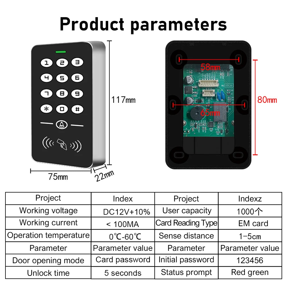 125KHz Standalone Access Control Keypad &ndash; Waterproof Outdoor