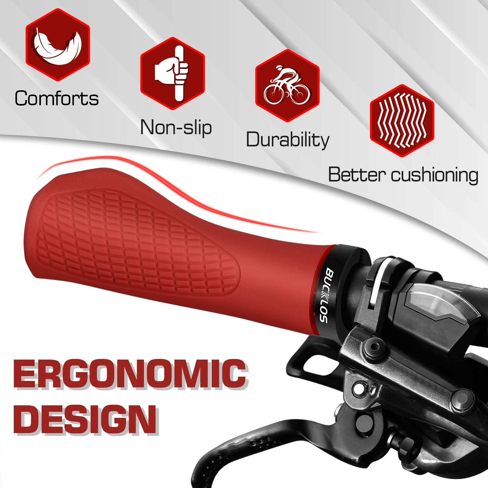 BUCKLOS Lockable Shock-Absorbing Bicycle Handlebar Grips