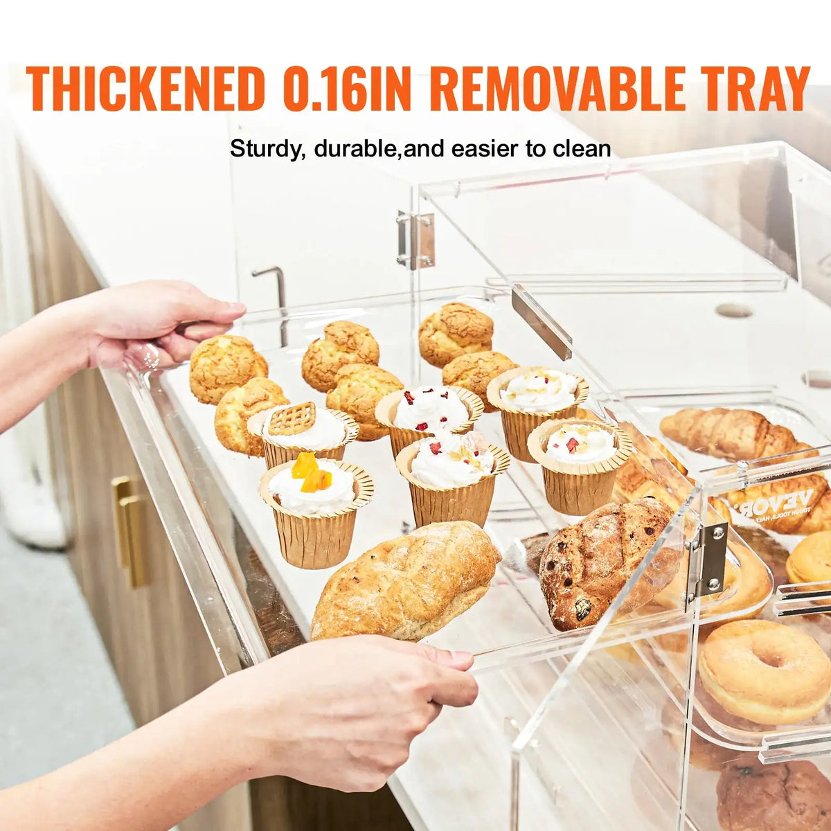 2 Tray Clear Pastry Display Case Acrylic Countertop