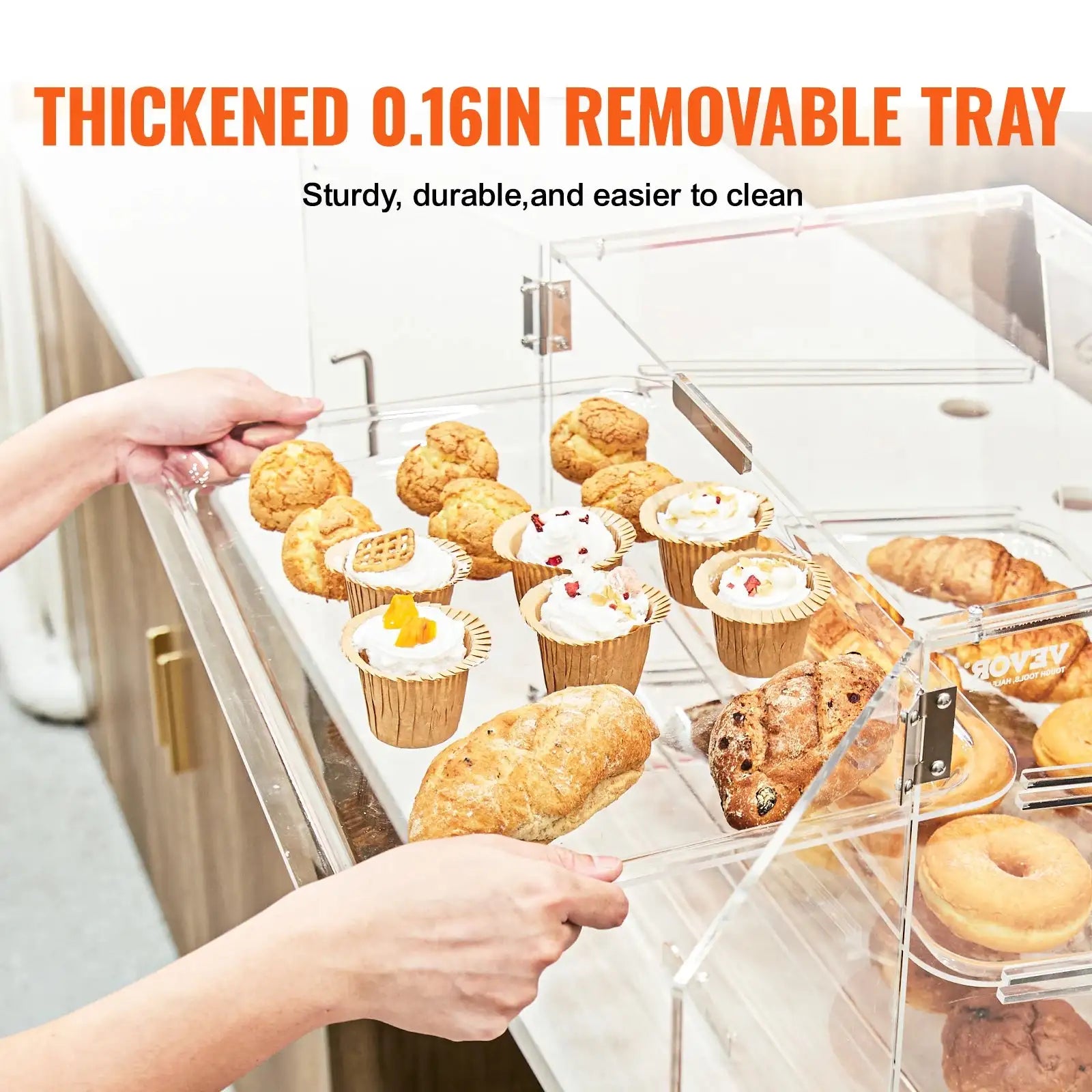 2 Tray Clear Pastry Display Case Acrylic Countertop