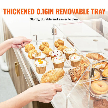 2 Tray Clear Pastry Display Case Acrylic Countertop