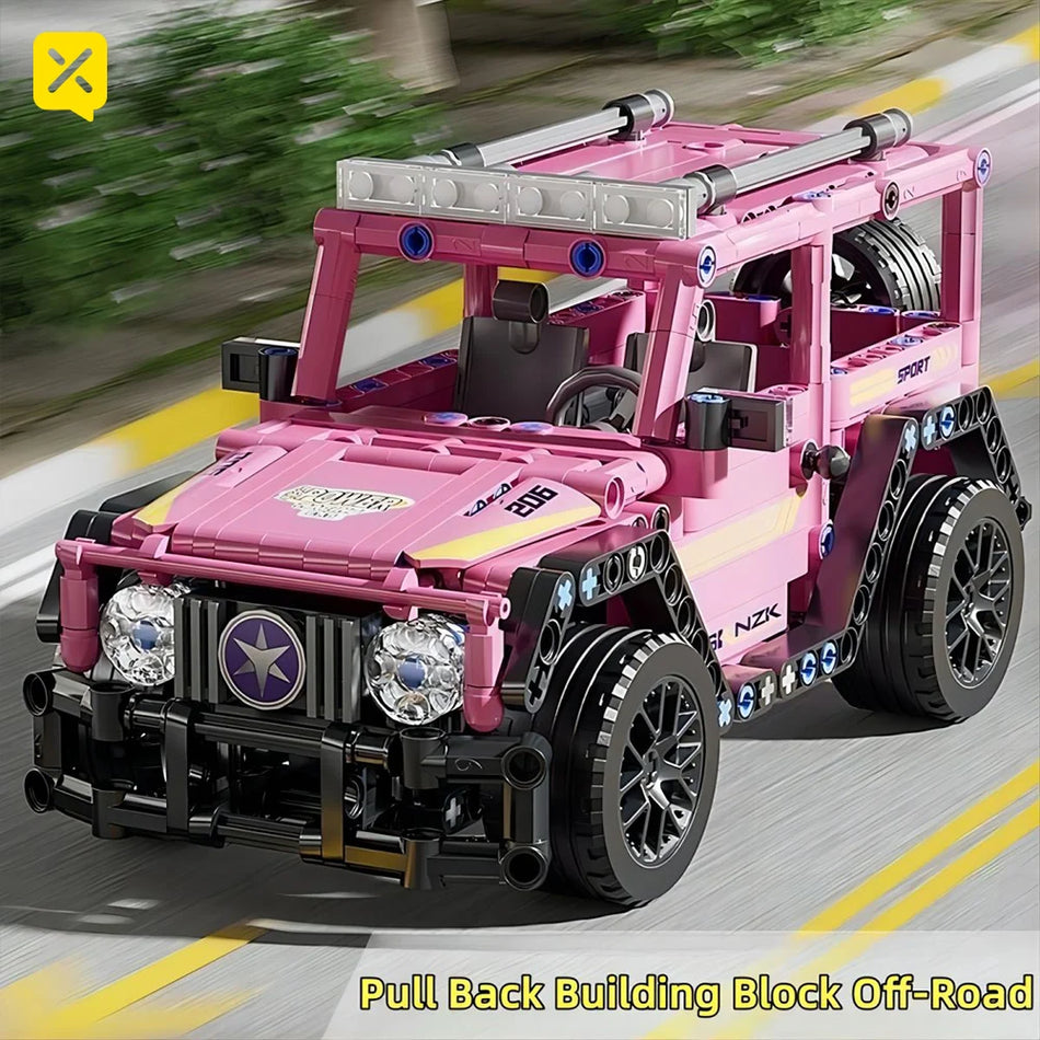 Off Road Car Building Blocks Set Pull Back Diy Kit For Kids