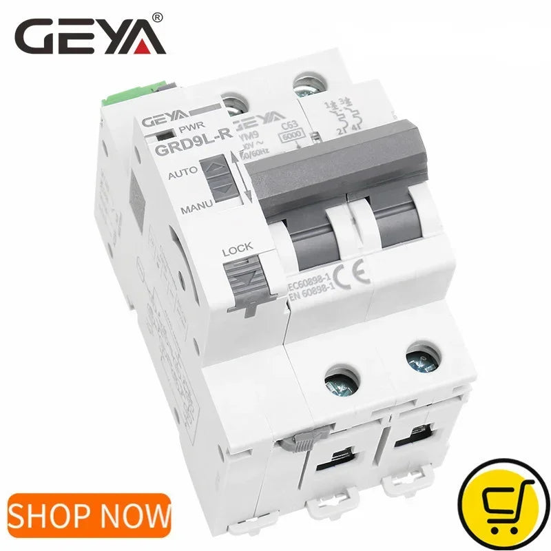 GEYA GYM9+RD Miniature Circuit Breaker with Auto Reclose Function GYM9-2P-MCB-63A / GRD9L-R-AC220V