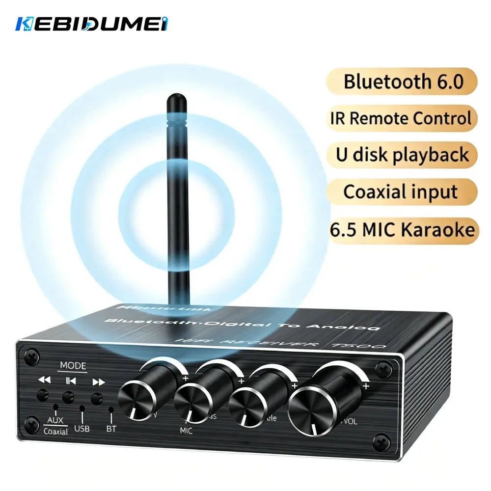 KEBIDUMEI Bluetooth 6.0 Audio Receiver AUX/RCA/USB U-Disk/6.5 Mic Karaoke/Coaxial DSP Wireless Adapter With IR Remote Control by InterCyprus Trading Ltd