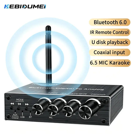 KEBIDUMEI Bluetooth 6.0 Audio Receiver AUX/RCA/USB U-Disk/6.5 Mic Karaoke/Coaxial DSP Wireless Adapter With IR Remote Control by InterCyprus Trading Ltd