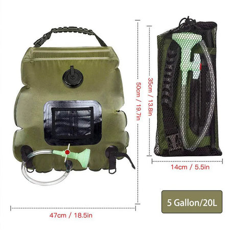 Solar Shower Bag 20L Outdoor - Portable Camping Shower with Solar Heating
