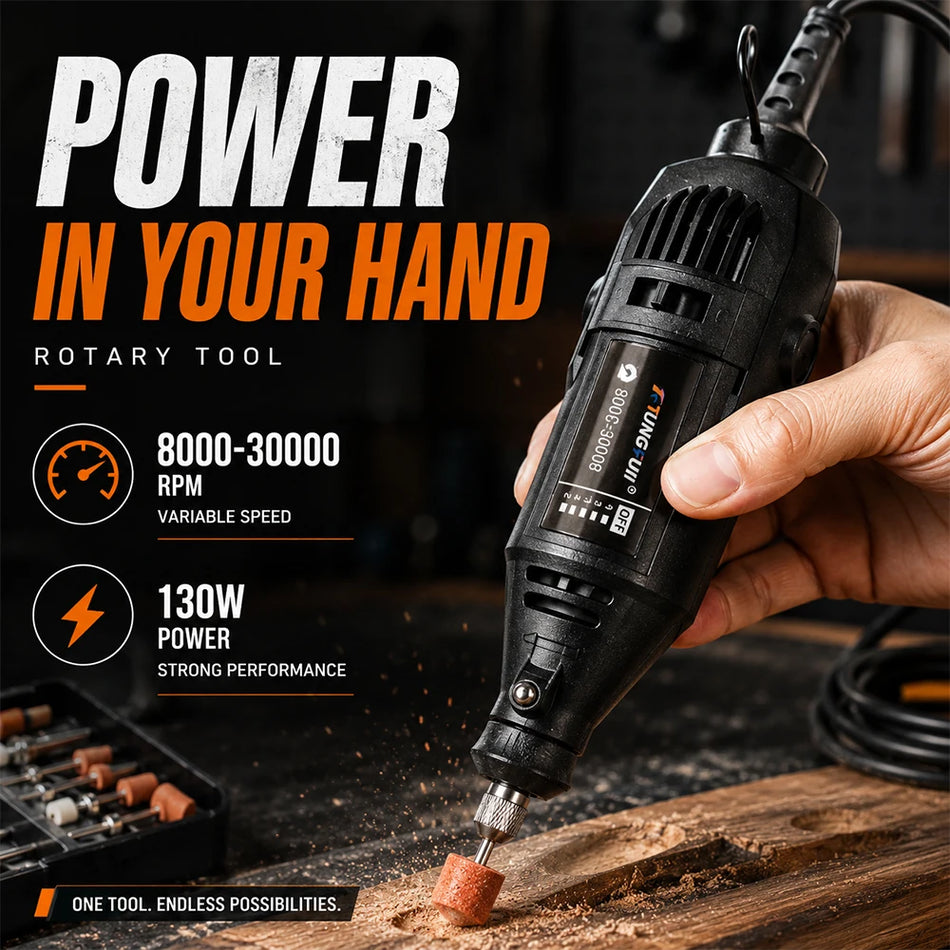 130W Ηλεκτρικό Σετ Ροταρίου Με 5 Ταχύτητες Για DIY Χαράκωση Και Γυάλισμα