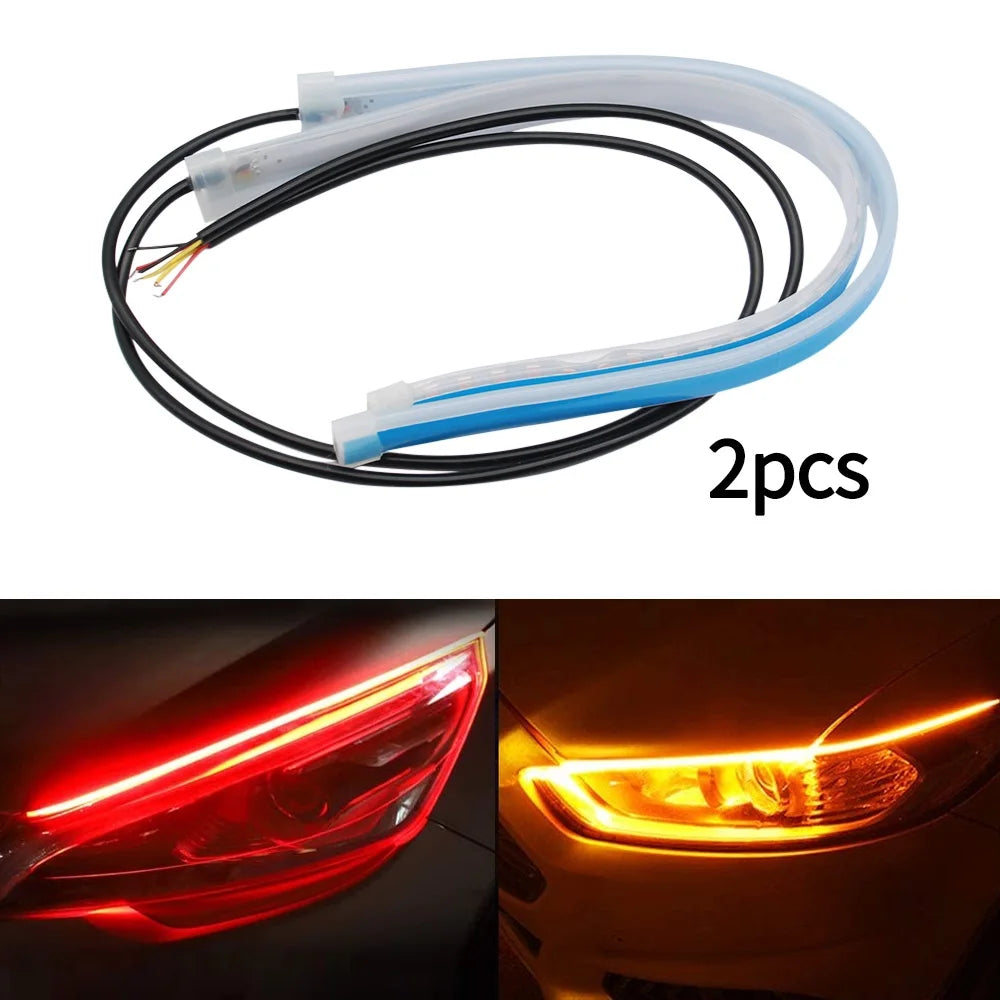 2Pcs 12V LED DRL Light Strip &ndash; Waterproof And Flexible red to yellow / 2 piece / 30CM