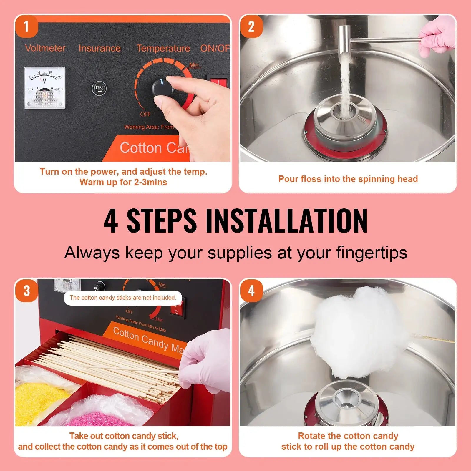 1000W Commercial Cotton Candy Machine With Cover