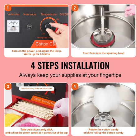 1000W Commercial Cotton Candy Machine With Cover