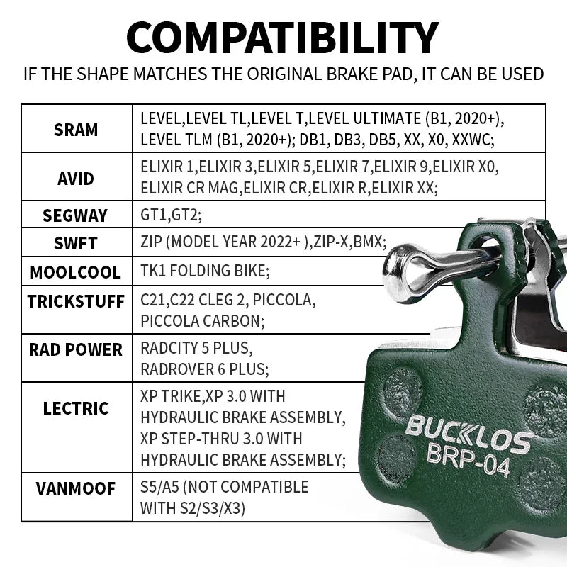 Bucklos Ceramic Hydraulic Disc Pads SRAM Elixir &ndash; Durable