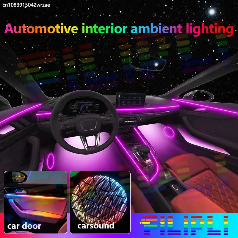 For Audi A6 e-tron 2025 2026 RGB Car Interior Ambient Lights Strips Breathing Lighting Kit App Control LED strips Accessories by InterCyprus Trading Ltd