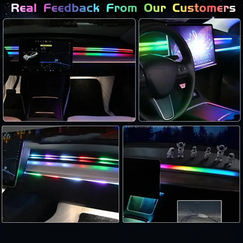 200cm 78inch Car Ambient Light LED Front Dashboard Windshield 64 Color RGB Symphony Interior Acrylic Atmosphere Lamp App Control by InterCyprus Trading Ltd