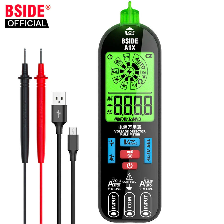 BSIDE Professionell Uppladdningsbar Digital Multimeter Med NCV
