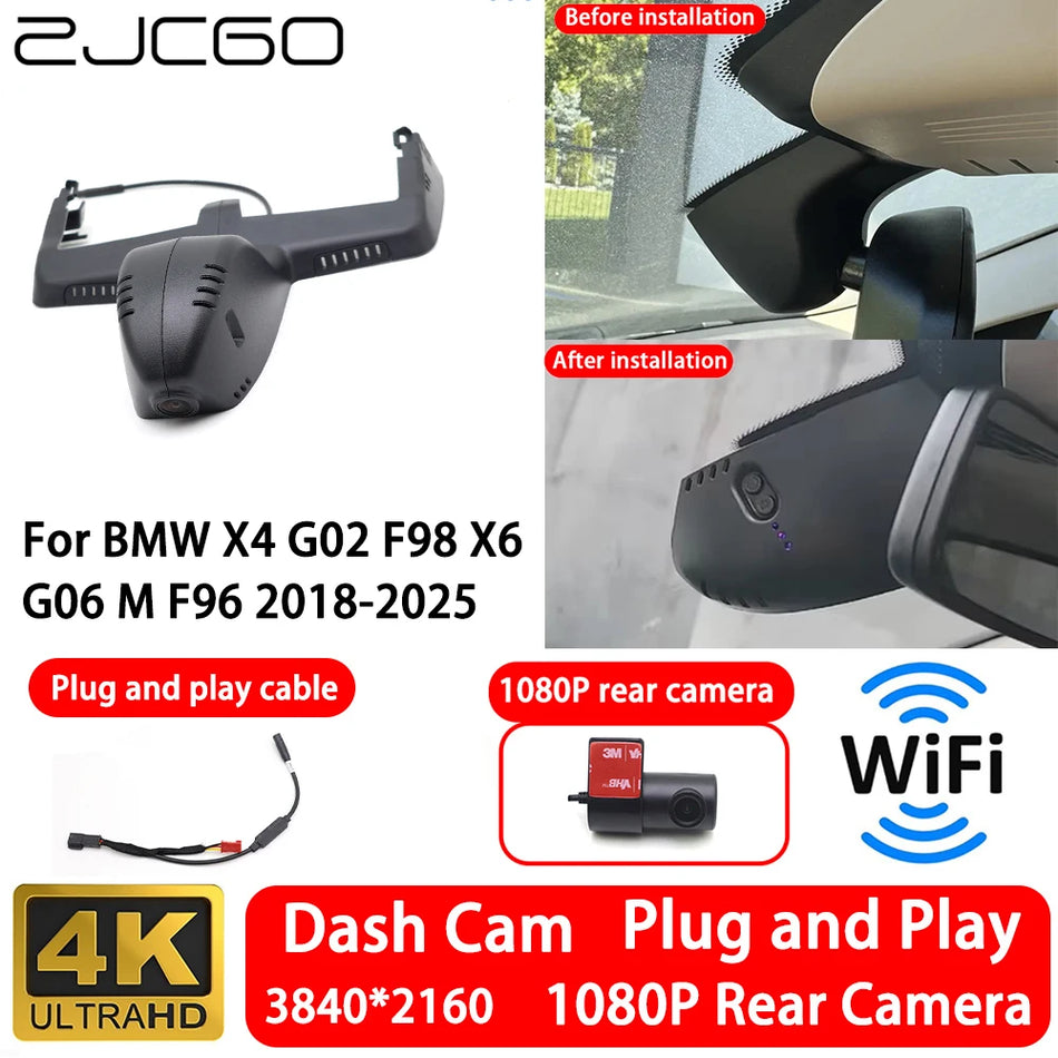 Câmara de Vigilância para BMW X4 X6 G02 G06 Canal Duplo Frontal e Traseiro 4K 2160P WiFi Plug and Play