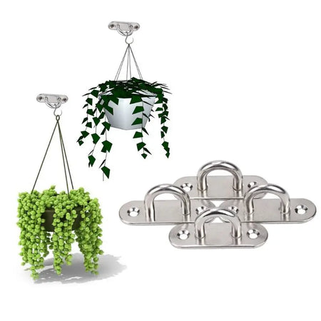 6Pcs 5mm Stainless Steel Eye Plate Oblong Pad Eye Plate Metal Staple Ring Hook Hardware Boating Equipment H9EE