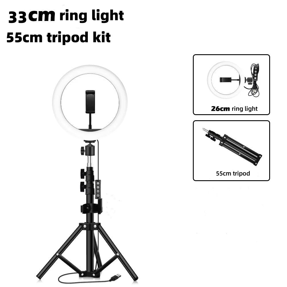 LEAFILLIGHT LED Ring Light with Tripod Stand &amp; Phone Holder for Selfies and Videos 13in 55cm tripod