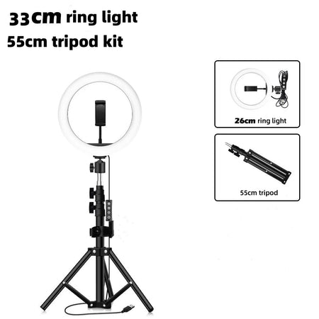 LEAFILLIGHT LED Ring Light with Tripod Stand &amp; Phone Holder for Selfies and Videos 13in 55cm tripod