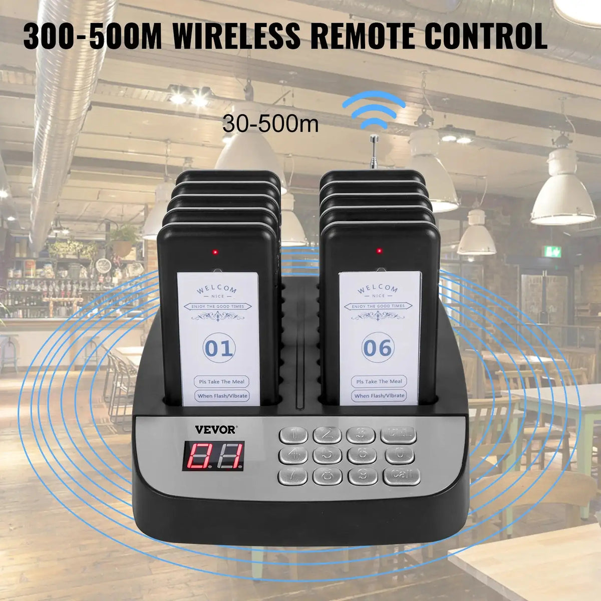 Wireless Restaurant Buzzer Paging System 16 Pagers Kit