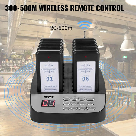 Wireless Restaurant Buzzer Paging System 16 Pagers Kit