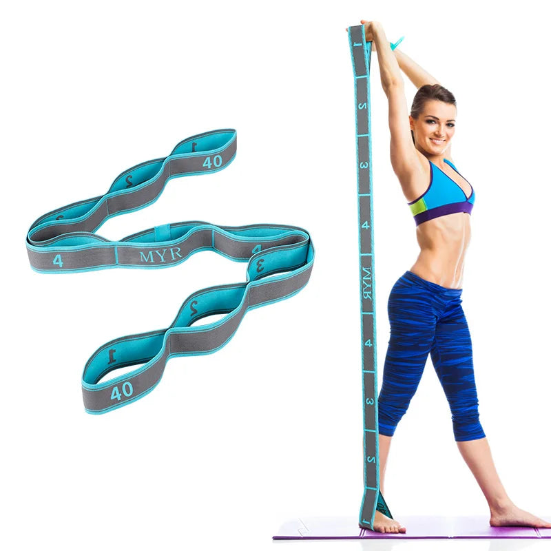 Elastic Yoga Stretching Strap with Loops for Ballet, Leg, and Body
