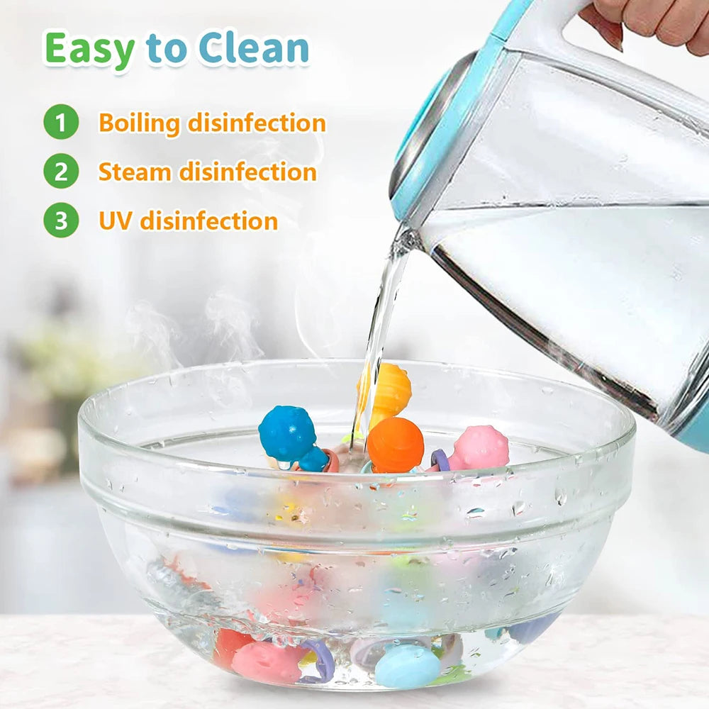 Bright Silicone Sensory Rattle Ball for Baby Development 0-12 Months