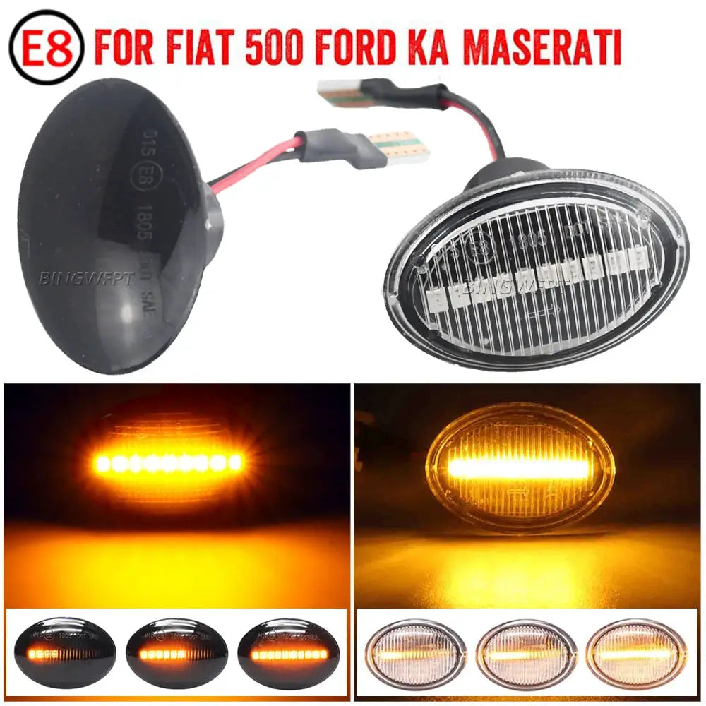 2PCS Side Marker Light Flashing For Abarth 500 595 695 LED Dynamic Turn Signal For FIAT 500 500C 500L by InterCyprus Trading Ltd