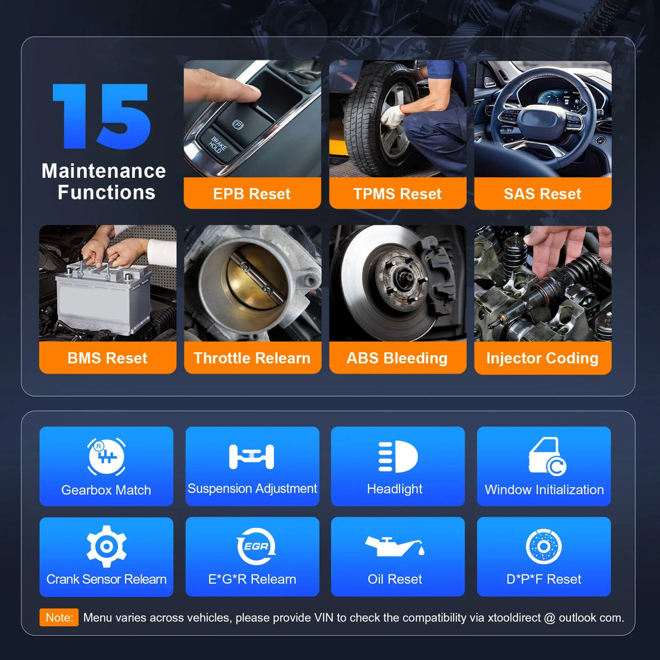 Scanner OBD2 XTOOL D6 para Diagnósticos de Sistema Completo com 15 Reinicializações