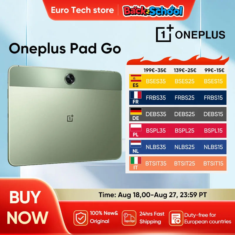 Oneplus Pad Go 8+128G Όλη η Διασκέδαση Όλη την Ημέρα 8000mAh LTE Ηγέτης Βιομηχανίας 2.4K 28.85cm Οθόνη Φροντίδας Ματιών Dolby Atmos Τετραπλά Ηχεία