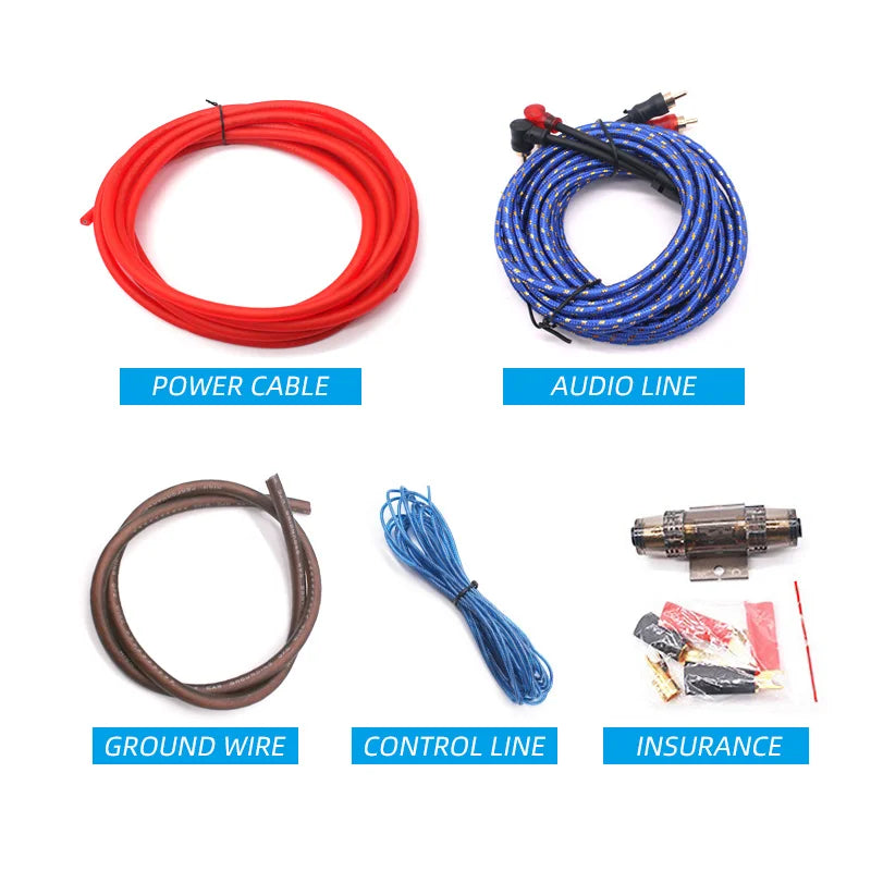 Kabelová sada pro zesilovač do auta 4GA s pojistkou 60A, hliník potažený mědí