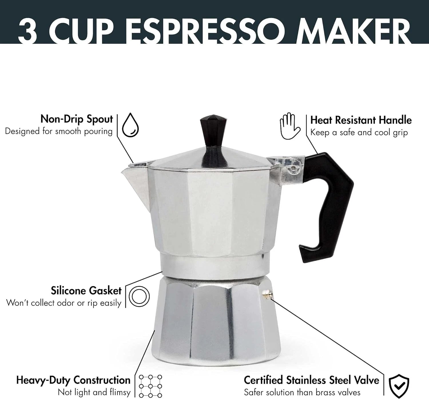 KISS-THE NIGHT Aluminum Classic Stovetop Espresso Maker 150ML / CHINA