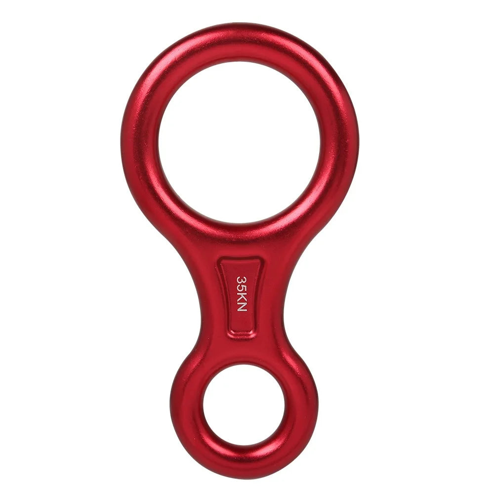 Rock Climbing Carabine 8 Shape Descender &ndash; Ultra Strong 35kN Red