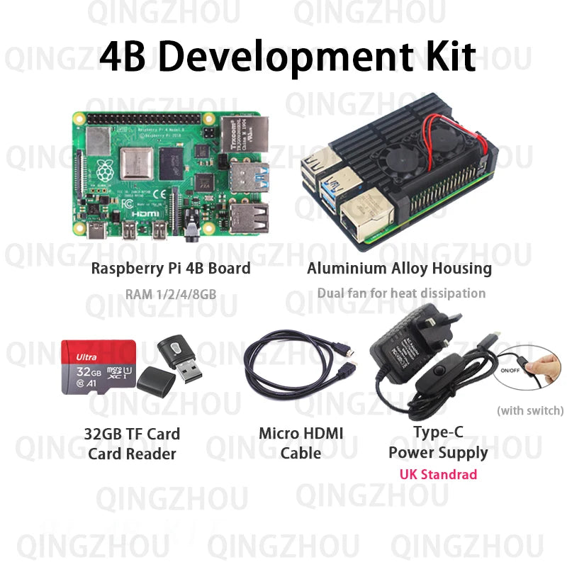 Raspberry Pi 4B Starter Kit &ndash; Complete Development Solution KIT with UK Standrad / RAM 8GB