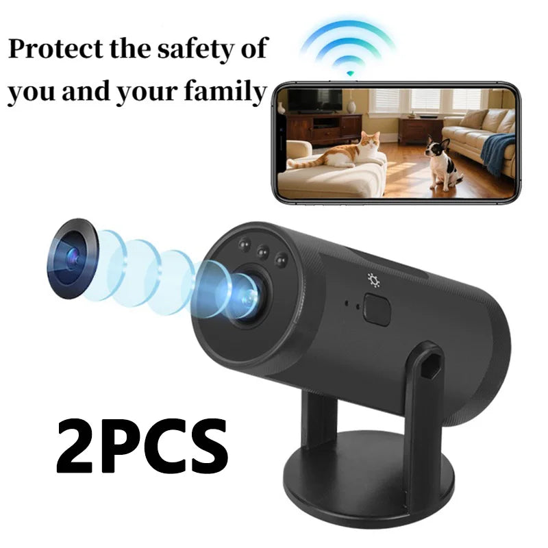 HD 1080P Mini WiFi Camera - Indoor Security &amp; Baby Monitor with Night Vision Black - 2PCS