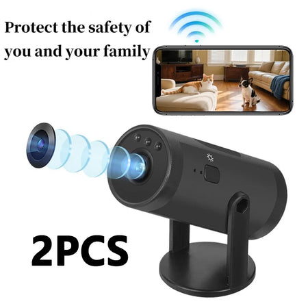 HD 1080P Mini WiFi Camera - Indoor Security &amp; Baby Monitor with Night Vision Black - 2PCS