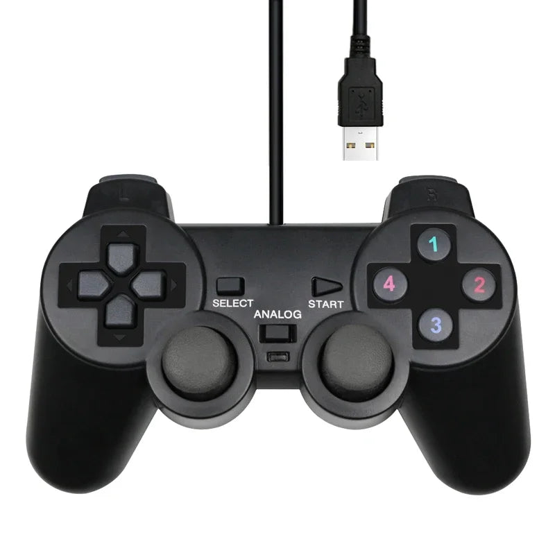 Wired USB PC Controller Game Joystick &ndash; Vibration Feedback for Windows Black