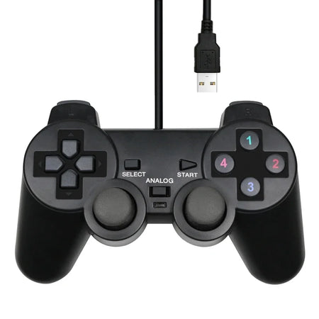 Wired USB PC Controller Game Joystick &ndash; Vibration Feedback for Windows Black