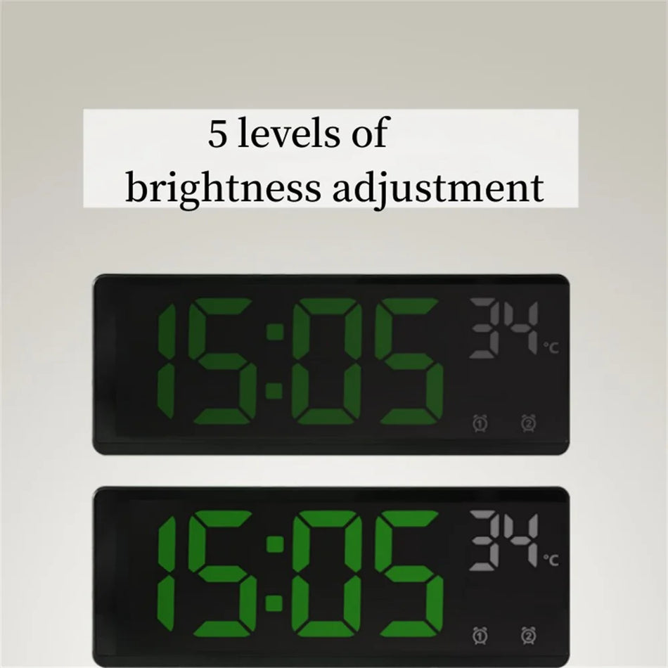 Voice Control Digital Alarm Clock Temperature Dual Alarm Snooze Desktop Table Clock Night Mode 12/24H LED Clock Watch