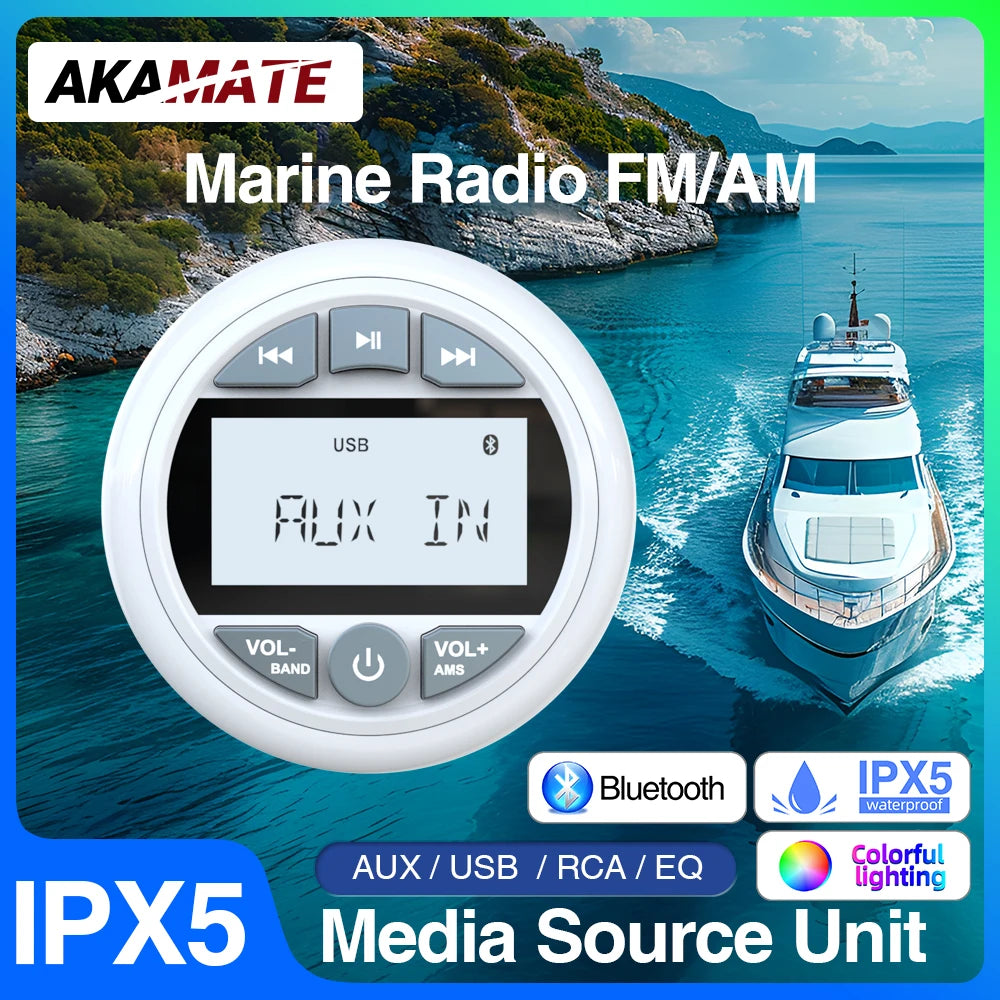 AKAMATE Marine Radio FM AM Bluetooth &ndash; Waterproof USB
