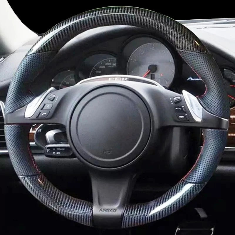 Stuurwielhoes van carbon en leer voor Porsche Cayenne Panamera