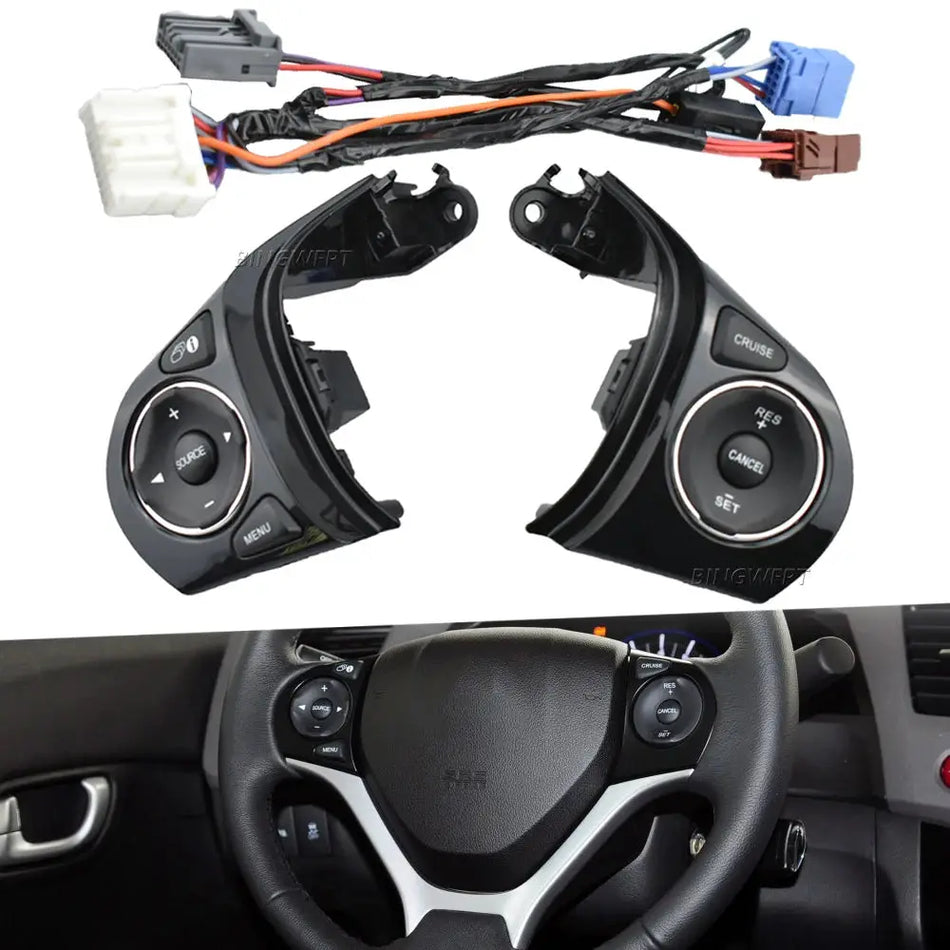 1Pair Steering Wheel Switch For Honda Jade Civic 2012 2013 2014 2015 Audio Radio Remote Cruise Control Button 35880-TR6-A21 by InterCyprus Trading Ltd
