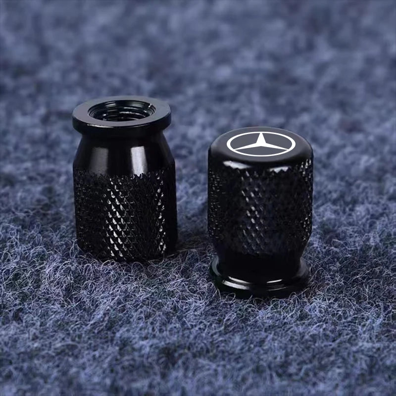 Mercedes Benz Tire Valve Caps &ndash; 4pcs Aluminum Airtight Covers for B/C/E/S Class, A Class, C200L, GLC, GLK, CLA, GLA