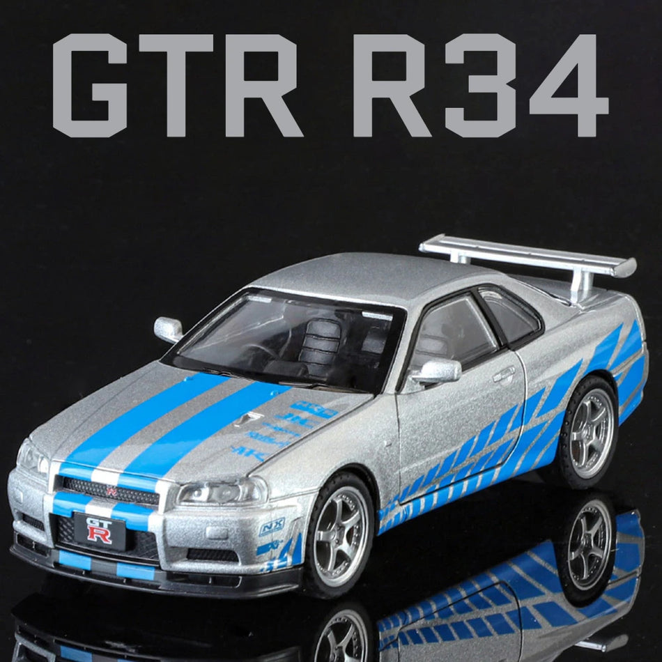 Mașină model din metal turnat, scară 1:32 pentru Nissan Skyline GTR R34