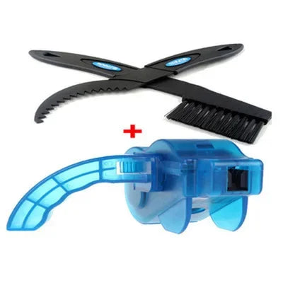 Portable Bicycle Chain Cleaner Kit - Easy Bristle Scrubber blue
